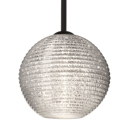 Besa Lighting Besa Kristall 8 Pendant, Glitter, Black Finish, 1x 9W LED 1TT-4616GL-LED-BK