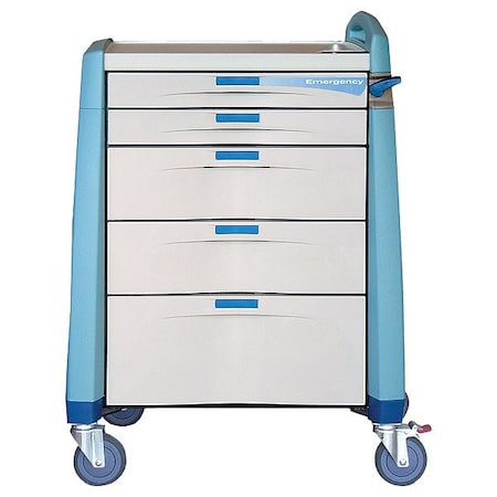 Capsa Healthcare Emergency Cart, 250 lb, Polymer, Assembled AM-EM-INT-BLUE