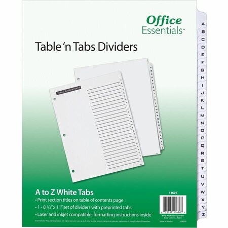 Avery reg AZ Table 'N Tabs Dividers, White AVE11676