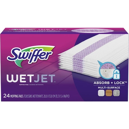 Swiffer 11.3 in x 5.4 in Refill WetJet Pad, White, Cotton, PK24 08443