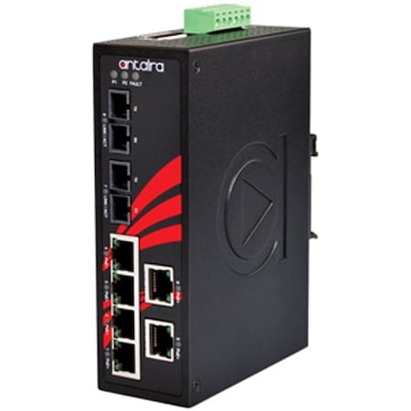 Antaira 8-Port Industrial PoE+ Unmanaged Ethernet Switch, w/6*10/100Tx (30W/Port) LNP-0802-S3-24-T
