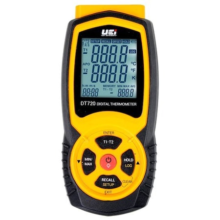 Uei Test Instruments Thermometer, LCD, 1.75 in, Thermocouple DT720