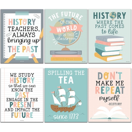Hadley Designs Boho History Bulletin Board Classroom Decor Posters, 6-Piece Set X004BE8MKR