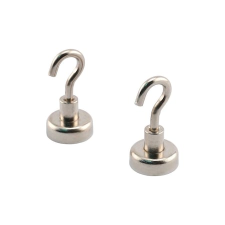 Magnet Source Magnetic Hook 1.4in L X .787in W Silver Neodymium 28 lb. pull Silver Pair 7632