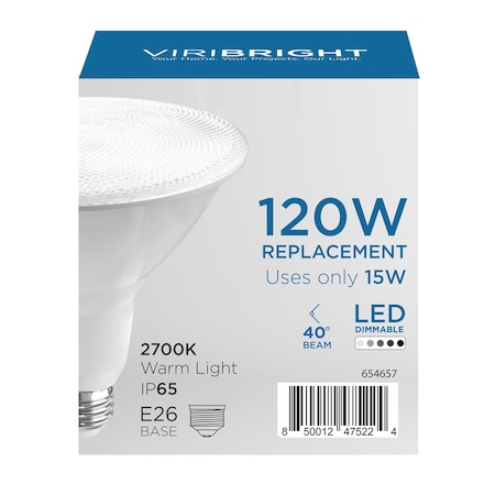Viribright PAR 38 100W CEC Dimmable Light Bulb 2700K, 4PK PAR38/27K/654657-4