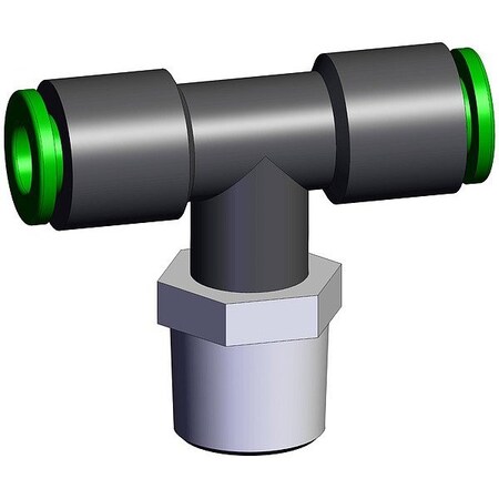 Smc Push-Fit Tee Fitting, Black, Rigid KRT06-02S