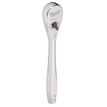 Milwaukee Tool 1/4 in Drive 90 Geared Teeth Pear Head Style Hand Ratchet, 6 in L, Chrome Finish 48-22-9014