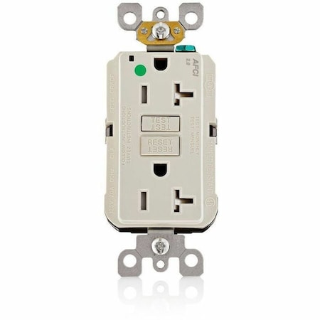 Leviton Duplex Straight Blade Receptacle, 5-20R, 20 A, 125V AC, 2 Pole, 3 Wire, Flush Mount, Grounded AFTR2-HGT