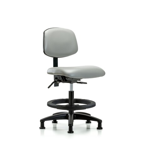 Blue Ridge Ergonomics Chair, Vinyl, Med Bench, BF Glides, Dov, No Arms, 22" to 29" Height, Dove BR-VMBCH-RG-T0-A0-BF-RG-8567