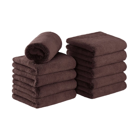 Arkwright Home Coral Fleece Salon Towel 16x27 Brown - Pack of 10, 10PK PNP915117BR