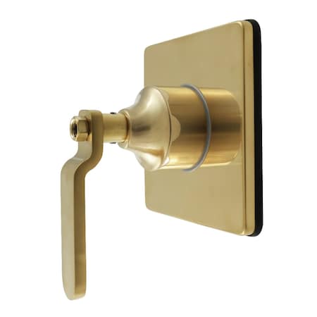 Kingston Brass Single-Handle Three-Way Diverter Valve with Square Trim Kit, Brushed Brass KS3047KL