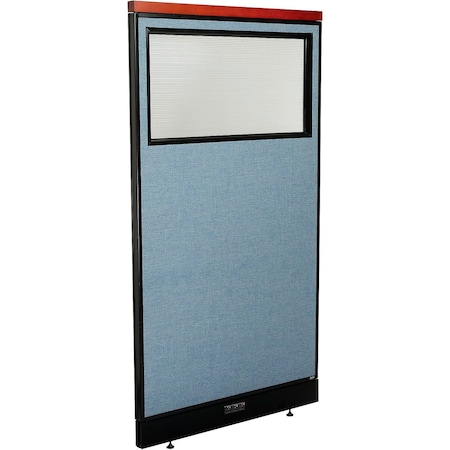 Global Industrial Interion Deluxe Electric Office Partition Panel with Partial Window, 36-1/4"W x 65-1/2"H, Blue 694715WEBL