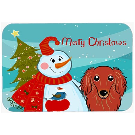 Carolines Treasures Snowman With Longhair Red Dachshund Glass Cutting Board- Large BB1834LCB