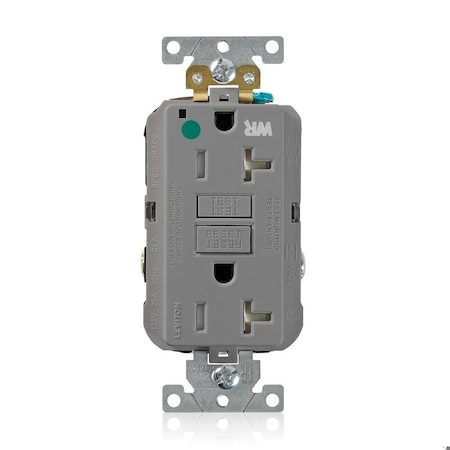 Leviton SmartlockPro GFCI 20A WR/TR/HG/PI Gray GFWT2-HGG