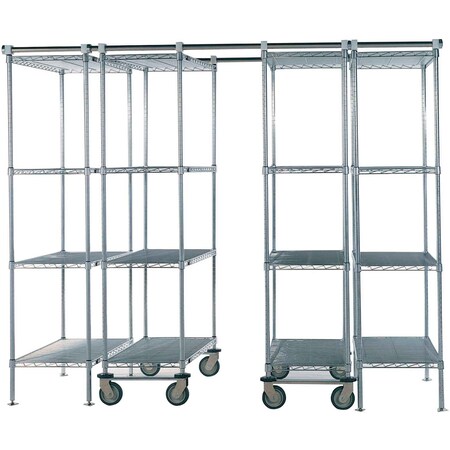 Global Industrial Nexel Space-Trac, 6 Unit, Chrome High Density Shelving, 48"W x 18"D x 88"H, 12' Length 795983