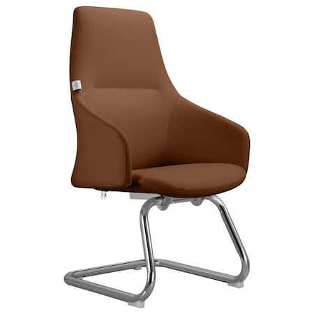 Leisuremod Celeste Office Chair in Upholstered Leather and Iron Frame, Dark Brown CGO20DBRL