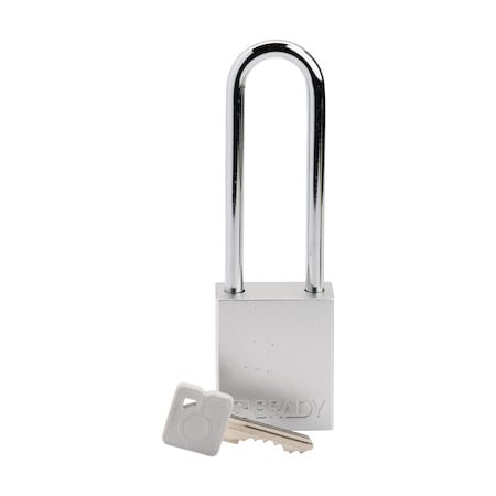 Brady Standard Key Retaining Lockout Aluminum Padlock 3 in Steel Shackle KD White SDAL-WHT-76ST-KD