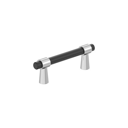 Amerock Mergence 3 inch 76mm Center-to-Center Matte Black/Polished Chrome Cabinet Pull BP37385FB26