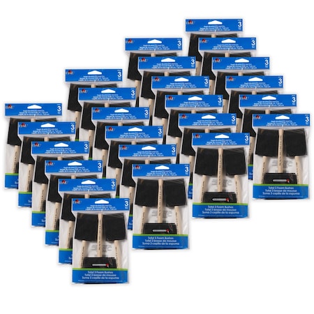 Plaid Foam Brushes, Two 2'', One 3'', 3-Piece Set, 24PK 44269