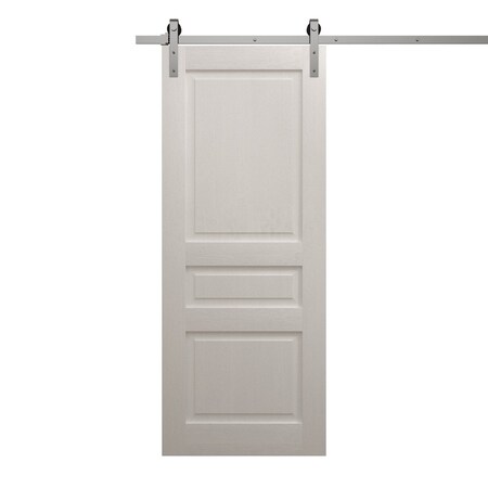 Sartodoors Modern Barn Door 18 x 84 inches, Ego 5012 Painted White Oak, 6.6FT Silver Rail Track Heavy Hardwar EGO5012BD-S-PWO-1884