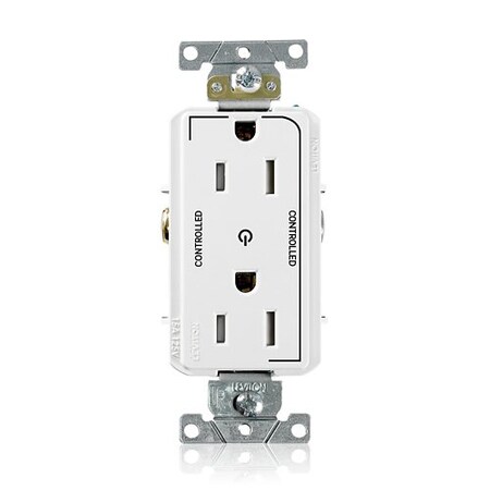 Leviton Dec Plus Dup 15A 125V TR 2Mrk-Ctrl Wht TDR15-S2W