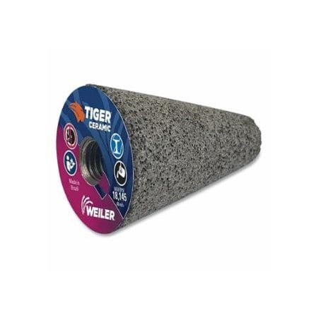 Weiler Tiger Grinding Cone, 2 in dia x 3 in Thick x 5/8 in-11 Arbor, 20 Grit, Ceramic Alumina, Type 17, 12PK 804-68404