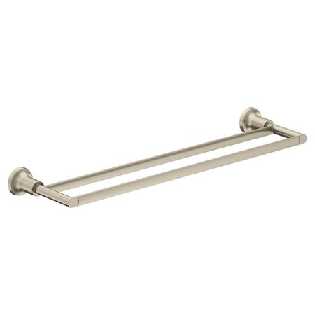 Moen Zyla Series Double Towel Bar, 24 in L Rod, Zinc, Brushed Nickel, Wall Y1622BN