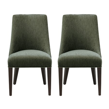 Manhattan Comfort Beever Chenille Wood Dining Chair in Forest Green - Set of 2 DC103-GR