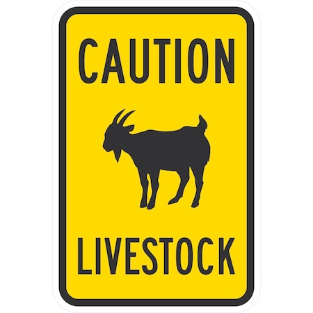 Lyle Caution Livestock with Goat Symbol, 12x18, Engineer Grade, Yellow G-3531-EG_12x18