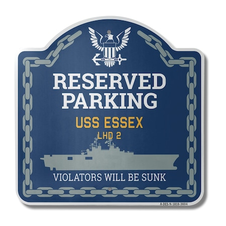 Signmission USS ESSEX LHD 2, 18 Inch x 18 Inch, Heavy Gauge Aluminum A-DES-N-1818-3604