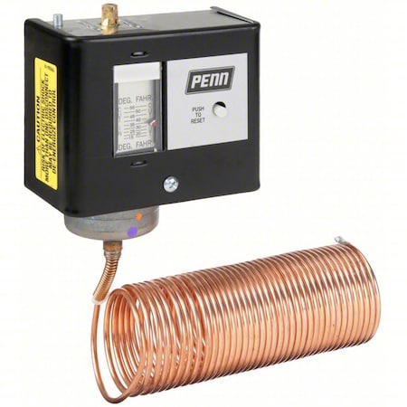 Johnson Controls Line Voltage Mechanical Thermostat, Heat or Cool, 15 to 55 F, Screwdriver, 120 to 600V AC, 1C, 1H A70HA-1C