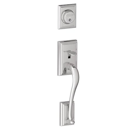 Schlage Residential Addison Exterior Active Handleset Only with C Keyway Bright Chrome Finish F58ADD625