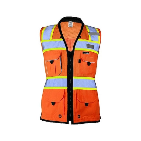 Kishigo Surveyors Vest, Zipper, Orange, S 6.8223.25B