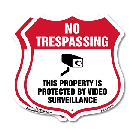 Signmission No Trespassing Shield Sign This Property, 12 inch X 12 inch, Plastic Sign, 2PK SHI-P-2PACK-12-424