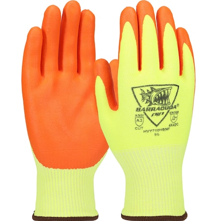 G-Tek Hi-Vis Seamless Knit A3 Polykor Blended Glove with Foam Nitrile Coated Grip on Palm & Fingers, 12PK 12355
