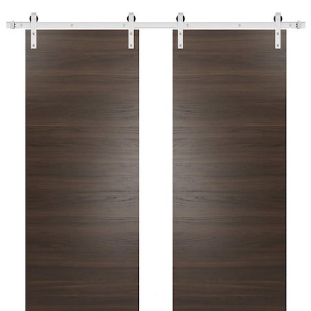 Sartodoors Sturdy Double Barn Door with Hardware, Planum 0010 Chocolate Ash, 13FT Rail Hangers Heavy Set, Mode PLANUM0010DB-S-CA-60 x 84 (2* 30x84)