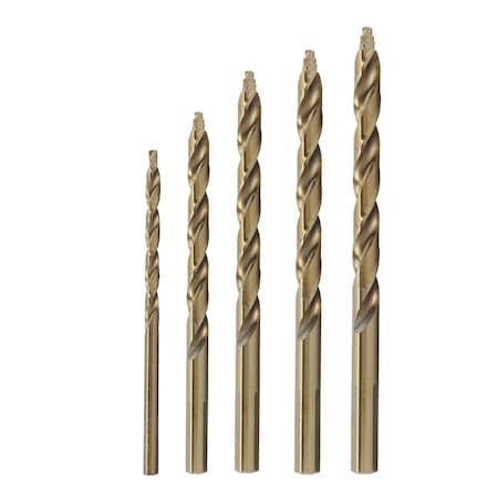 Drill America 5 Piece Cobalt Stepped Point Drill Bit Set 1/8'', 3/16'', 1/4'', 5/16, 3/8'' in Plastic Pouch Kit POUGSC5-A