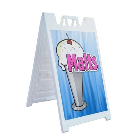 Signmission Malts, A-Frame & 2 Decals Installed, Heavy-Duty Plastic Frame SBHD-D-2436-Malts