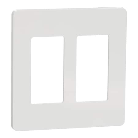 Square D Cover Frame, X Series, 2 Gangs, Screwles, Number of Gangs: 2 Plastic, Matte Finish, White SQWP141002WH