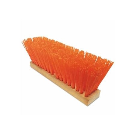 Magnolia Brush OSHA-Orange Plastic Street Broom, 16 in Hardwood Block, 5 in Trim L, OSHA Orange Poly Corn 455-1316-O