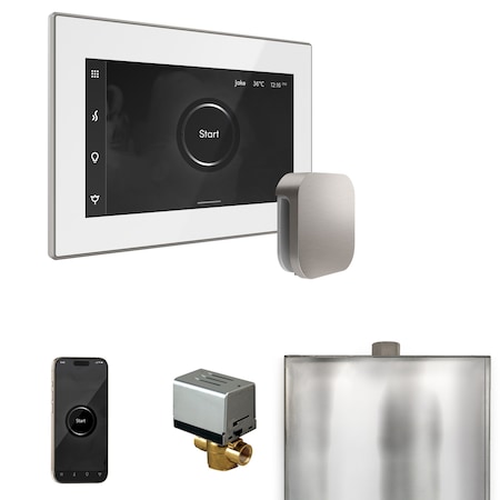 Mr. Steam Steam Shower Control Package with iSteamX Control and Linear Steamhead in White Brushed Nickel XBTLRWHBN