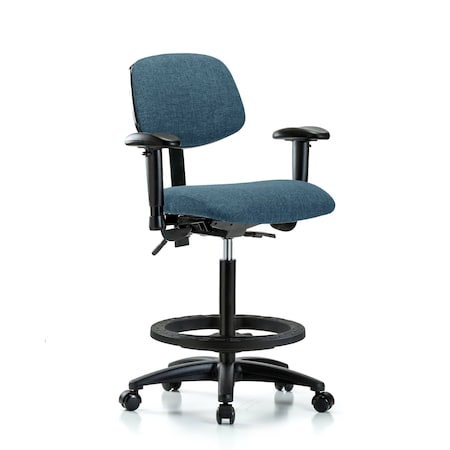 Blue Ridge Ergonomics Chair, Fabric, Hi Bench, AA BF Casters, Blu, 6-Way Adjustable, 26" to 35-1/2" Height, Blue BR-FHBCH-RG-T0-A1-BF-RC-F43