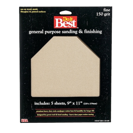 Do It Best General Purpose 9''x11'' 150 Grit Fine Sandpaper, 5PK 330167GA