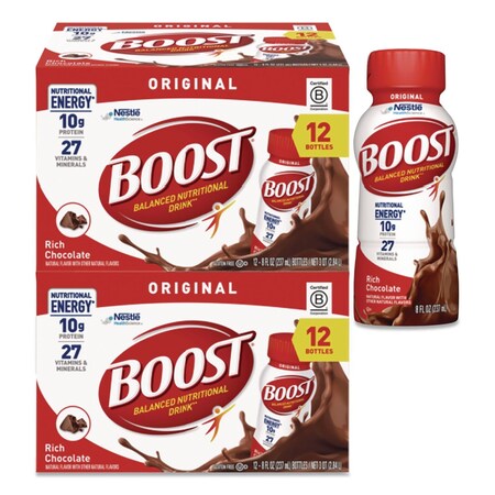 Boost Original Nutritional Drink, Rich Chocolate, 8 oz Bottle, 24PK ZHC48120