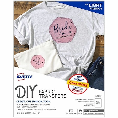 Avery Dennison Avery, FABRIC TRANSFERS, 8.5 X 11, WHITE, 12PK 3275