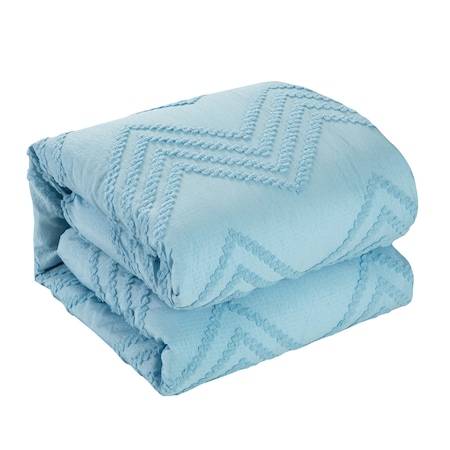 Homeroots Blue Queen Polyester 180 Thread Count Washable Duvet Cover Set 529056