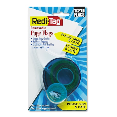 Redi-Tag Flag, SignnDate, Dispenser, Yw, PK120 81124