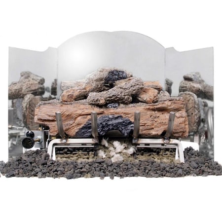 Cunningham Gas Products Real Fyre  24 in. Traditional Fireback - Polished Stainless Steel FBSP24