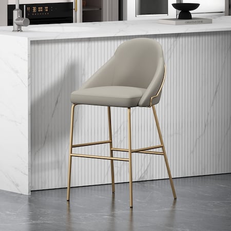 Manhattan Comfort Gracie Barstool in Stone and Gold BS022-GST