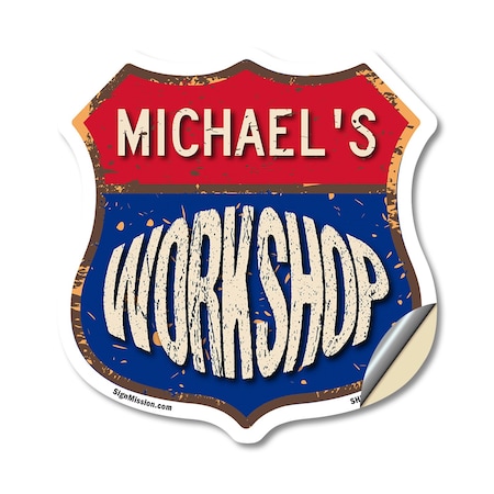Signmission Michael's Workshop, 12 Inch X 12 Inch, Vinyl Decal SHI-D-12-489-MICHAEL